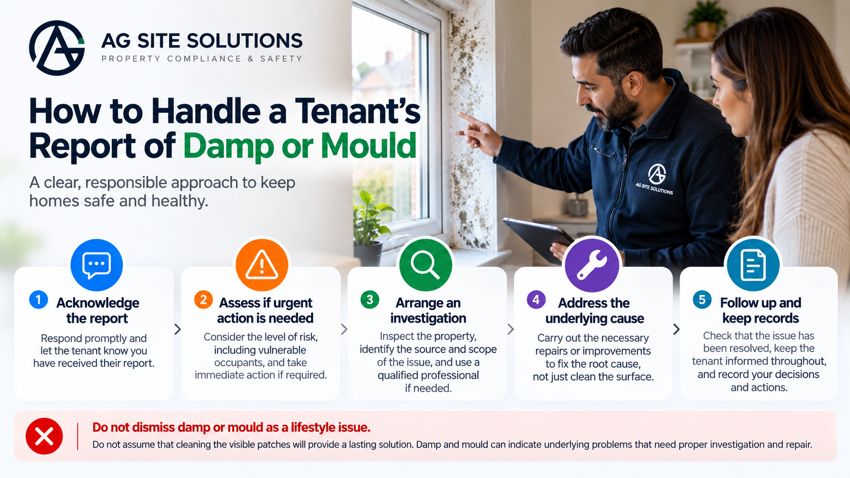 What should landlords do when a tenant reports damp or mould?